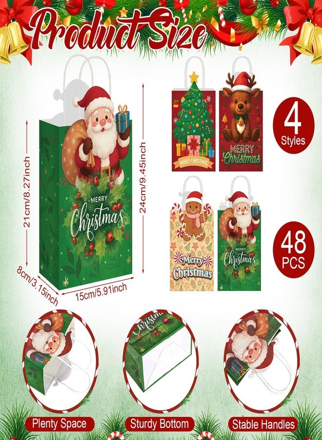 SilTriangle 48 Packs Irregular Shaped Christmas Kraft Gift Bags with Handles Bulk, 8.26"x6"x3.15" Christmas Goodie Paper Bags Xmas Treat Bag, Holiday Party Favors Bag for Presents Shopping Parties - Image 3